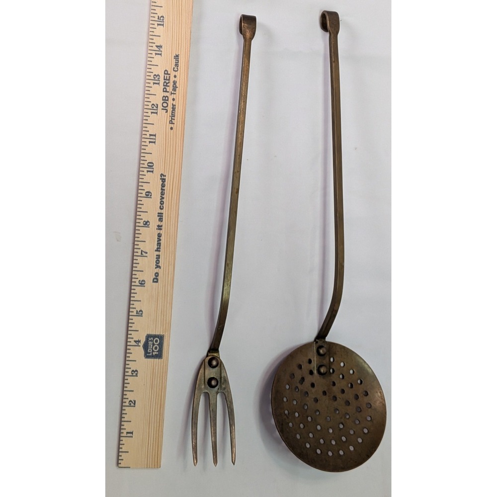 B&M Juro Kitchen Utensil Set Unisex OS Bronze Good Vintage Brass Skimmer Fork
